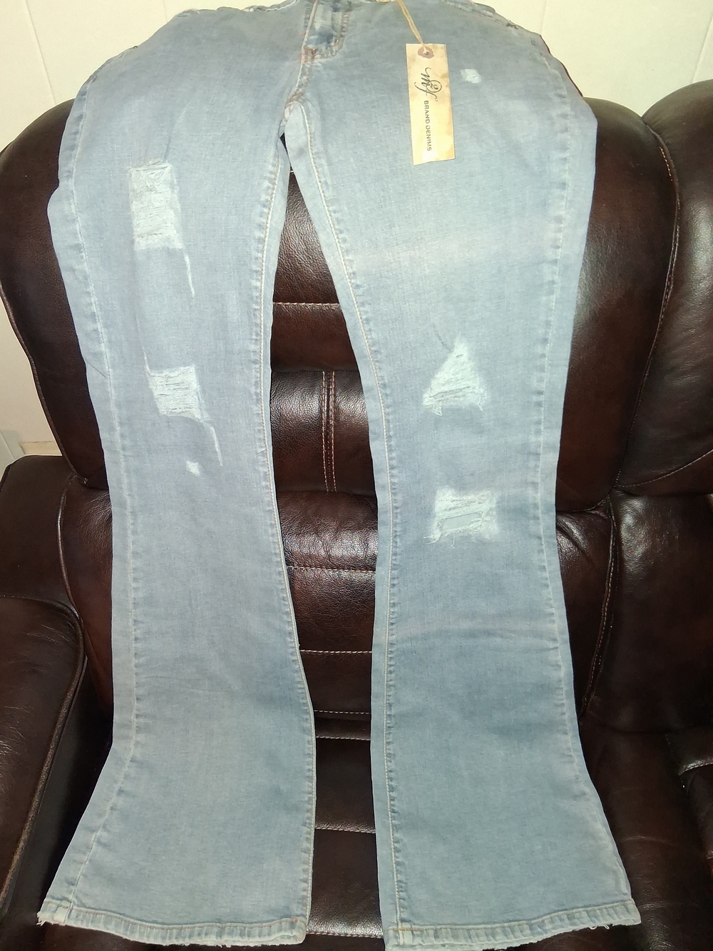 Women’s Light Blue Distressed Flare Jeans